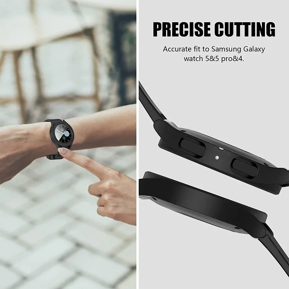 삼성 갤럭시 워치 6용 유리+케이스 40mm 44mm 방수 PC 케이스 갤럭시 워치 6 클래식 43mm 44mm 커버+스크린 프로텍터