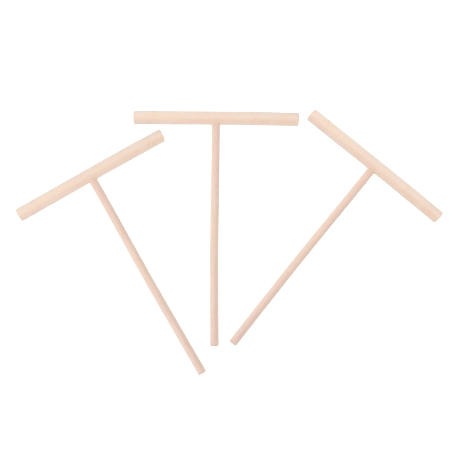 3Pcs Wooden Bamboo Pancake Spreader Stick T-Shaped Crepe Spreader Tool Easy Clean Ergonomic Design for Restaurant Cafeteria Home