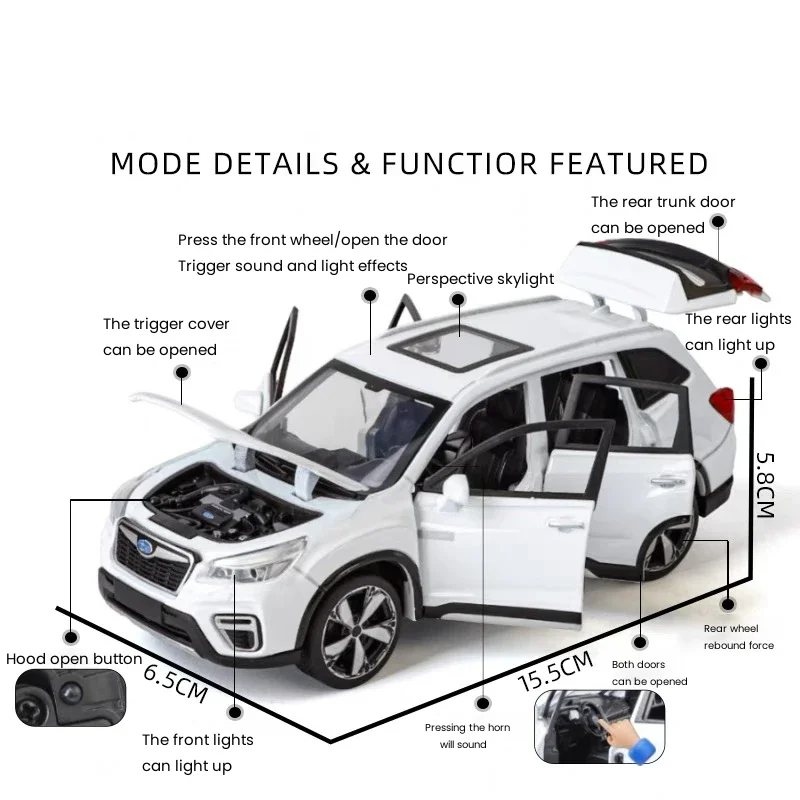 1:32 Subaru Forester SUV Alloy Off-Road Vehicle Miniature Scale Model Car Diecast Metal Sound＆Light Collection Children Toy Gift