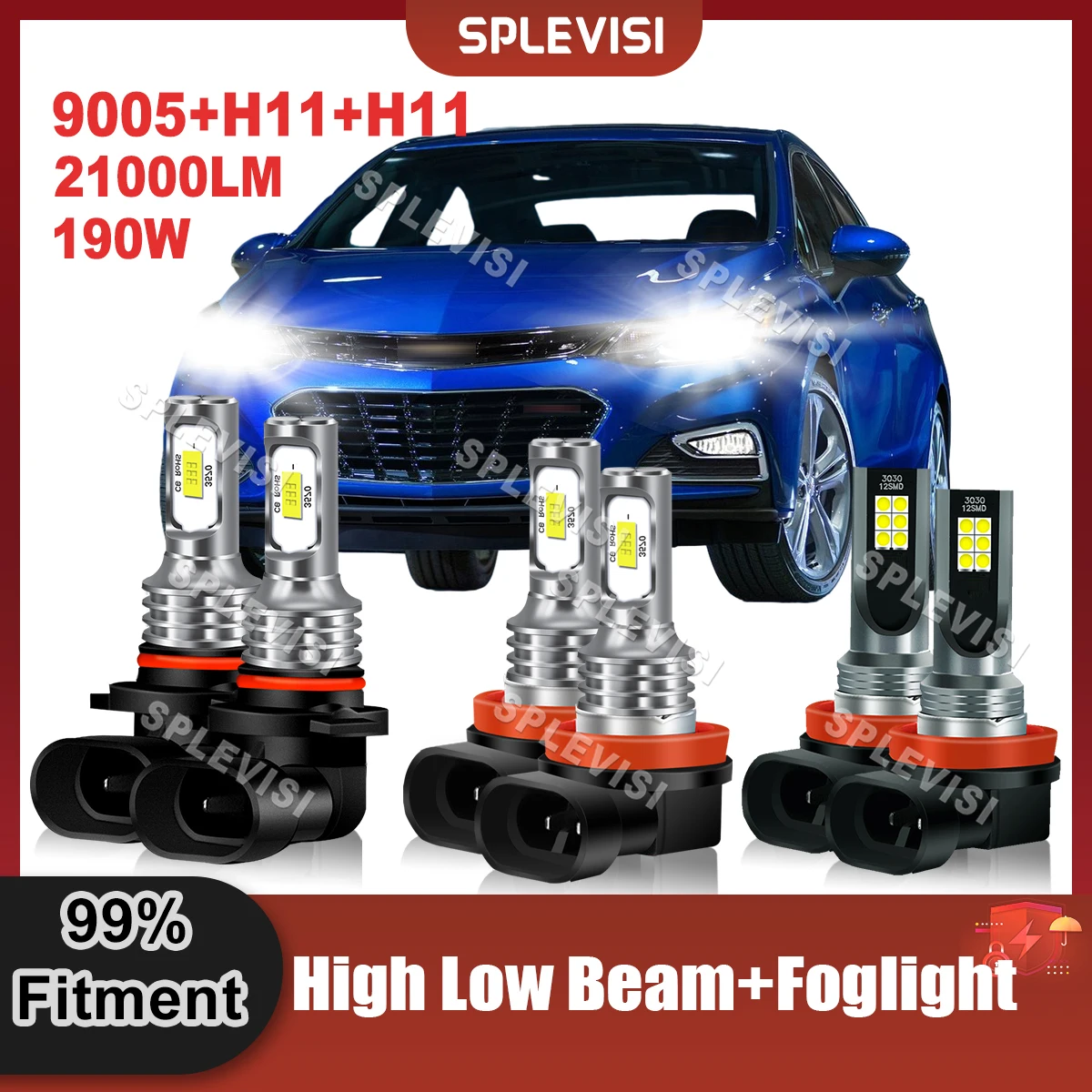 

Automobile LED Headlight Bulbs For Chevrolet Cruze 2016 2017 2018 2019 High Low Beam 9005/HB3 H11 Foglight H11 Combo Kit