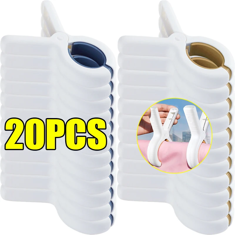 

20/5Pcs Non-slip Plastic Clothes Pins with Strong Anti-Rust Springs Heavy Duty Windproof Beach Towel Clips Laundry Clothespins