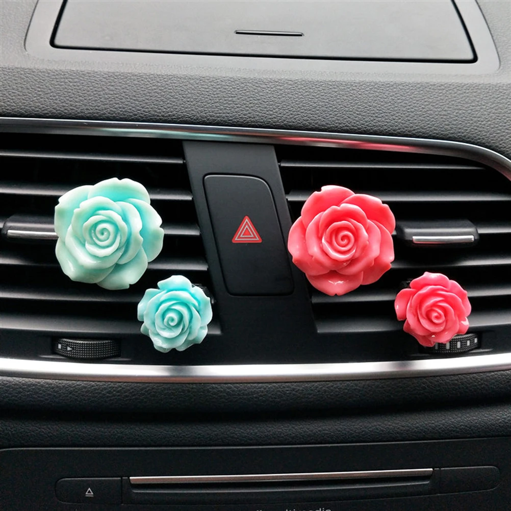 

Rose Shape Car Perfume Clip Aromatherapy Diffuser Freshener Vehicle Decoration Gift For Girls (Large Small Style)