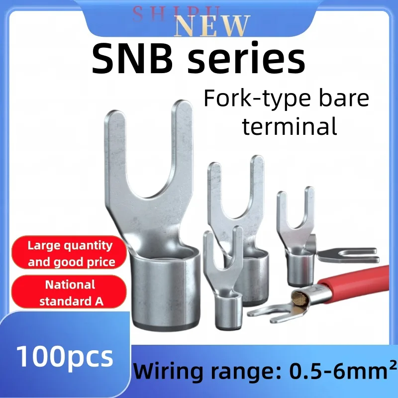 Bare Terminal Fork Type Snb U Type Thickened Red Copper Terminal 100Pcs