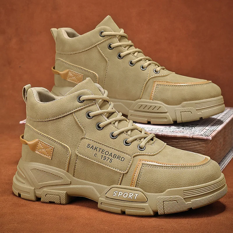 أحذية قصيرة أحذية رياضية للرجال مقاس كبير أحذية رجالية للخريف والشتاء أحذية المشي لمسافات طويلة ذات نعل سميك عالية القطع