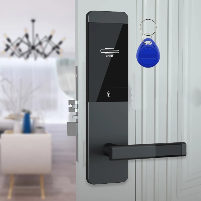 Household keyless entry door lock swipe key card unlock system for hotel