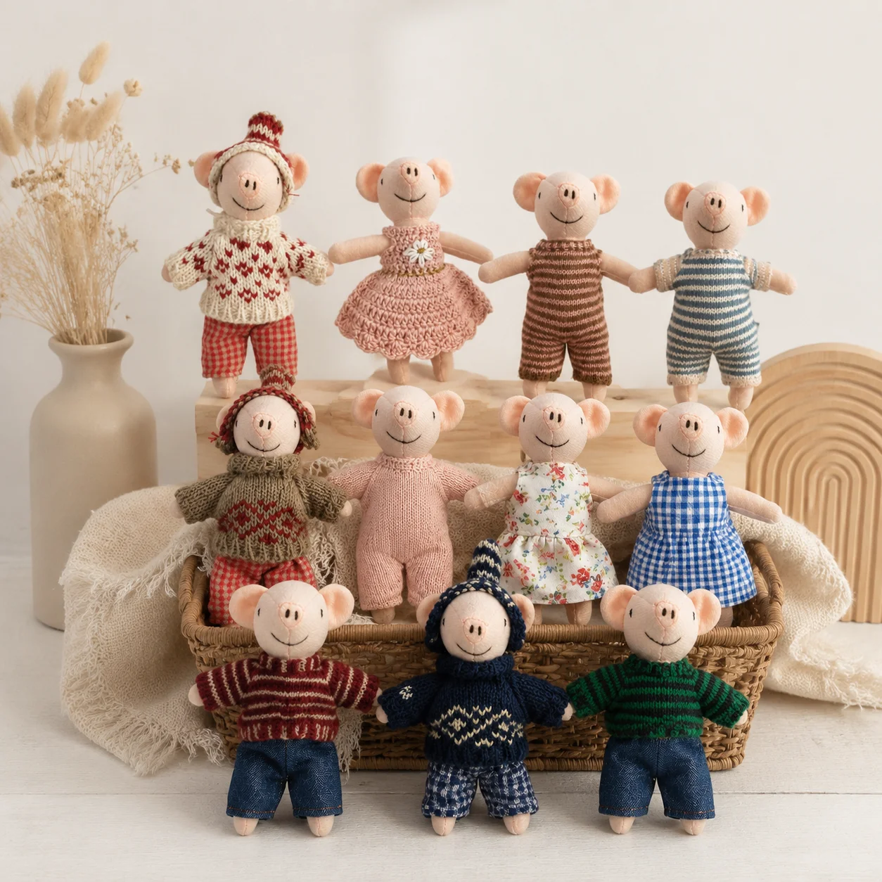 

European Style Handmade Sweater Pig Plush | Warm and Cute Home Decoration Gift