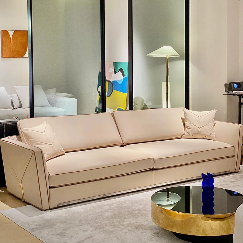 New High-end Modern Both Side Envelope Design Sofa Set Villa Furniture Luxury Italian Sectional Leather Sofa for Living Room