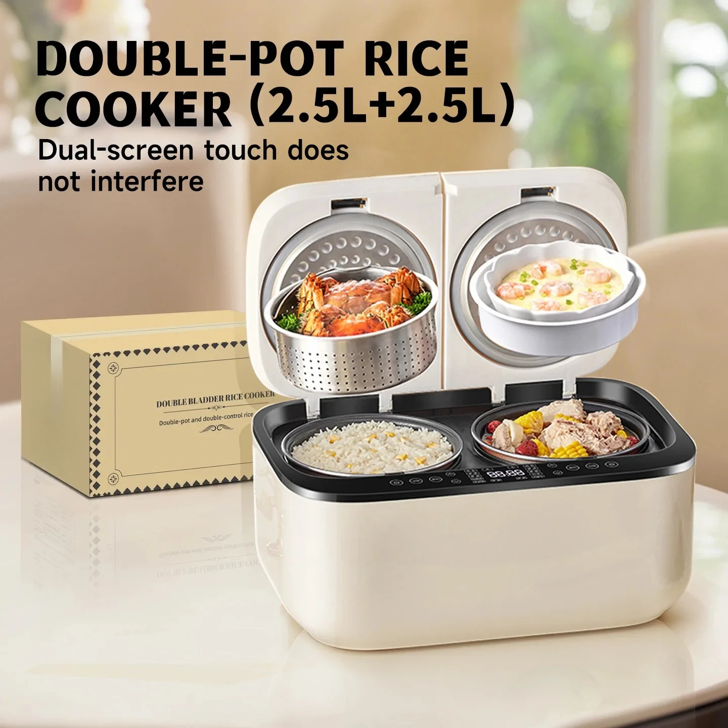 5L Dual‑Inner‑Pot Rice Cooker, Household Multi‑Function Rice Pot for 3‑4 People