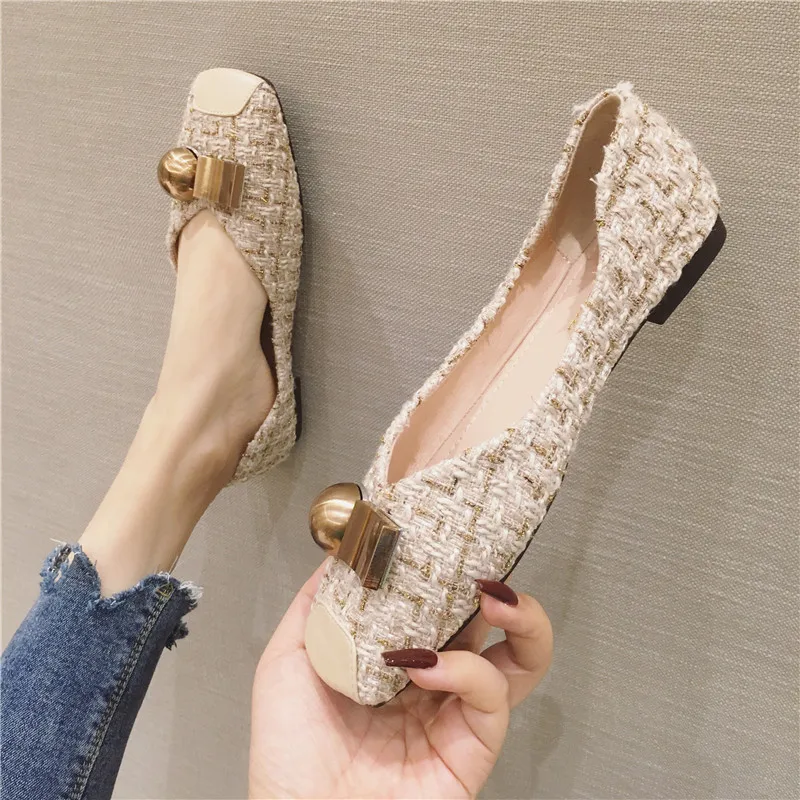 Big Size Women Flats Fashion Ballerina Woman Loafers Square Toe Slip on Fashion Flat Casual Shoes Woman Zapatos Mujer Size 45