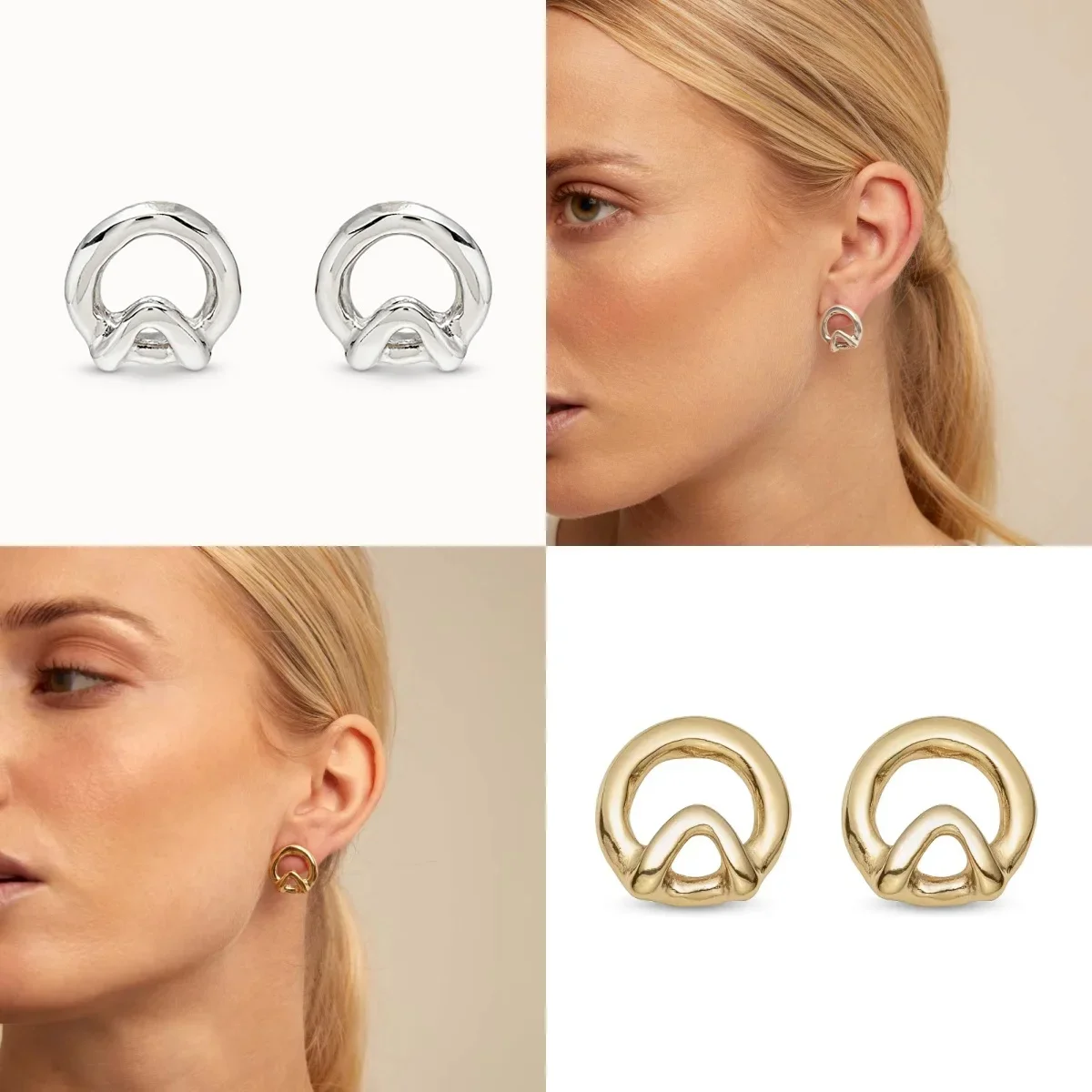 2024 AHAUNO Original New Product Spain Fashion Exquisite Silver Plated geometry Earrings Women's High Quality Jewelry Gift