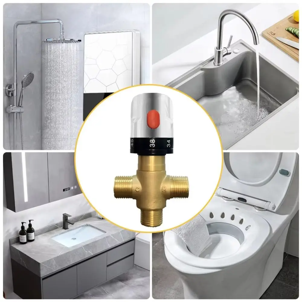 Solid Brass Thermostatic Mixing Valve 3Way Hot and Cold Control Temperature Control Valve General-purpose Pressure Balance