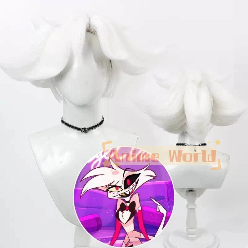 Peluca de Anime antipolvo para Halloween, pelo sintético corto, resistente al calor, color blanco