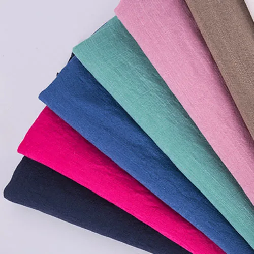 150cm x50cm thin solid color Sand washing treatment cotton linen cloth slub soft fabric diy dress robes clothing handmade 100g/m