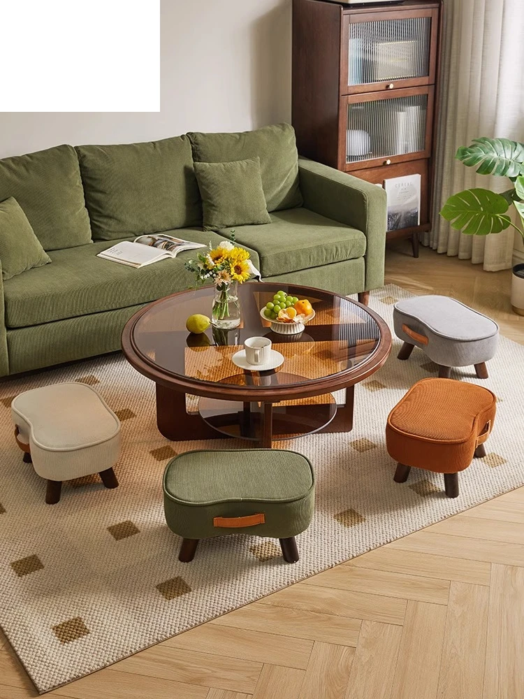 

Nordic solid wood stool home bench living room retro stool children's low stool