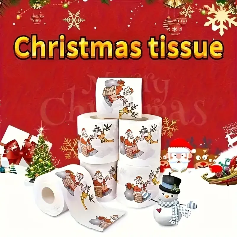 Colorful Christmas Cartoon Pattern Tissue Roll - Household Toilet Paper Christmas Decorations