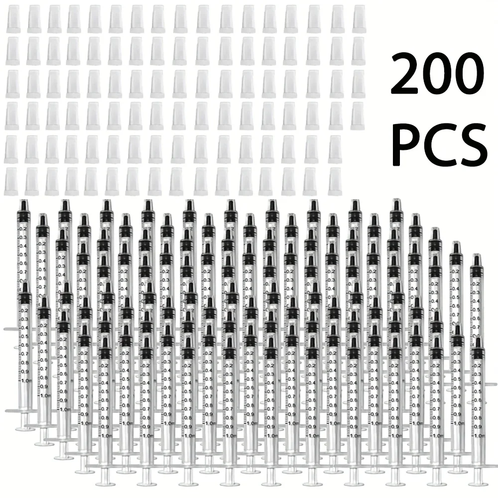 100/200 Stück 1ml 1cc Spritze, Kunststoffspritze mit Kappe, geeignet für die orale Einnahme von Haustieren, Nahrungsergänzungsmitteln, Öl oder als Klebstoffapplikator – Detail 6
