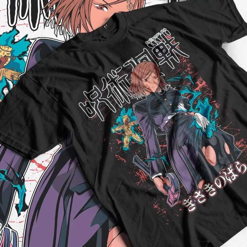 Koszulka Nobara Jujutsu Kaisen Kugisaki Yuji Mahito Prezenty Anime Lato Nowa Moda Vintage Męska i Damska Odzież Uliczna