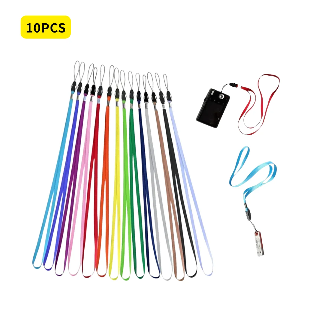 Cordón de correa de seguridad para el cuello, 10 Uds., para llaves de identificación de cámara de teléfono con anillos de Metal, accesorios de cuerda de Dacron ajustables, YOUTRADE