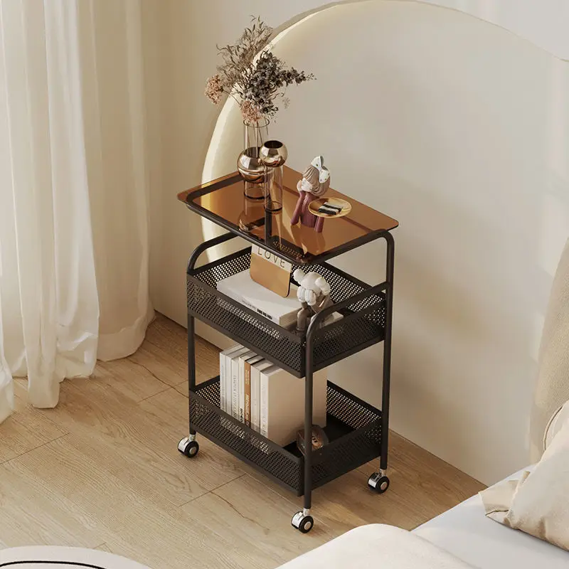 A few bedrooms near the head of the cream wind can move the living room. online celebrity creative mini storage cart glass