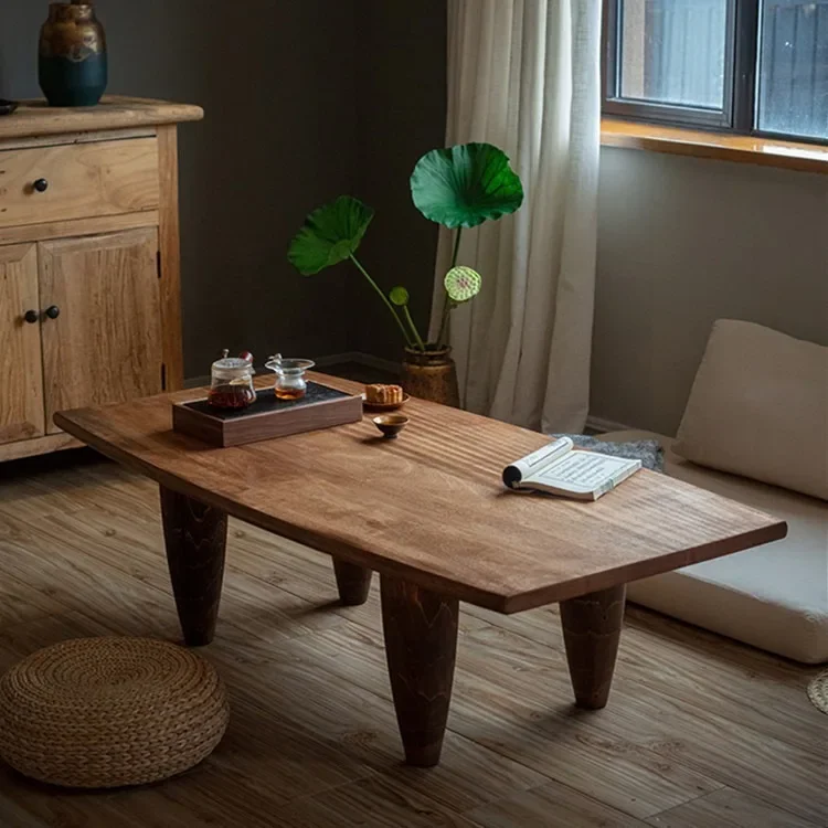 

Wabi-sabi wind coffee table corner table simple and simple bedroom sitting small table Japanese living room