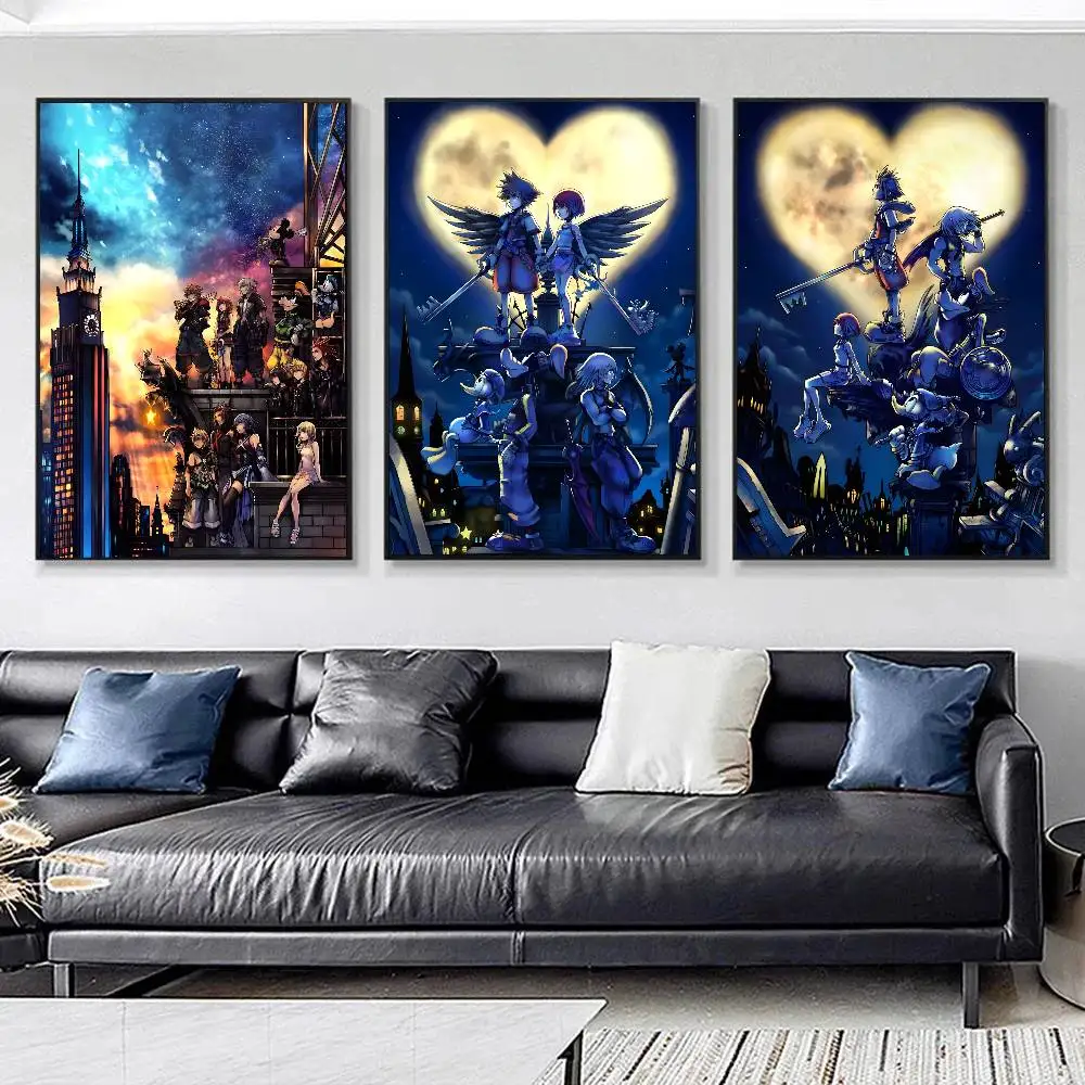 Game Anime K-KingdomS H-Hearts Posters HD Print Vintage Wall Art Decor for Home Study Room