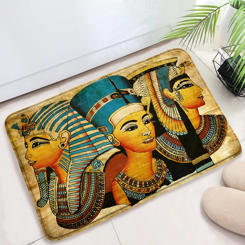 

Egyptian Bath Mat Ancient Egypt Pharaoh Vintage Painting Retro Ethnic Tribal Abstract Print Bathroom Rug Bathtub Carpet Doormat