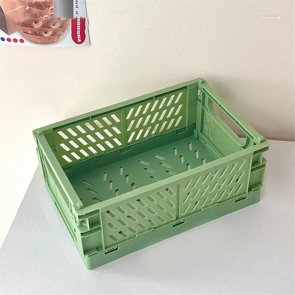 5 Color Organizing Storage Baskets Case Folding Student Desktop Basket Tape Stationery Plastic Foldable Storage Box PH052