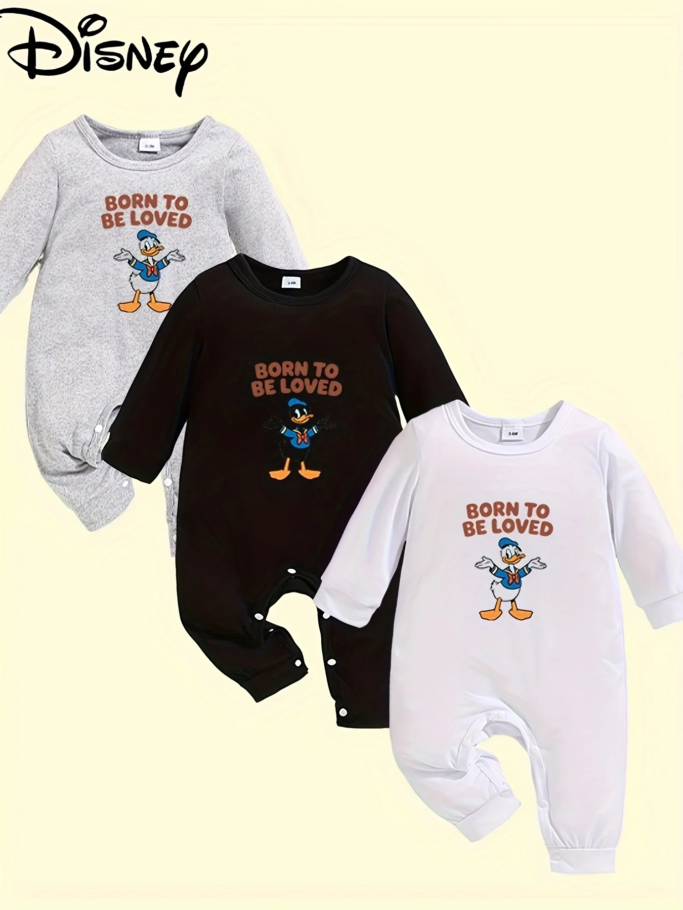 

【Officially Licensed | Disney 3-Pack】 Cute Donald Duck Baby Rompers