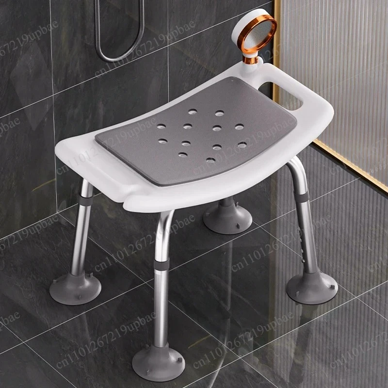 

Adjustable Height Non-Slip Shower Chair with Backrest Heavy Duty Bathroom Bench for Elderly Handicap