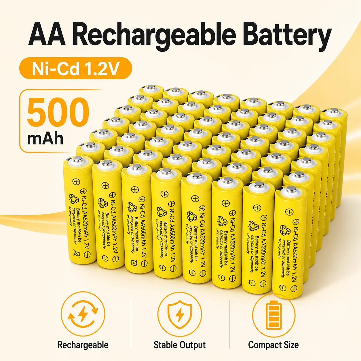 AA Size 1.2V 500mAh Rechargeable Ni-Cd Battery Replacement For Mosquito Racket Table Lamp Small Fan