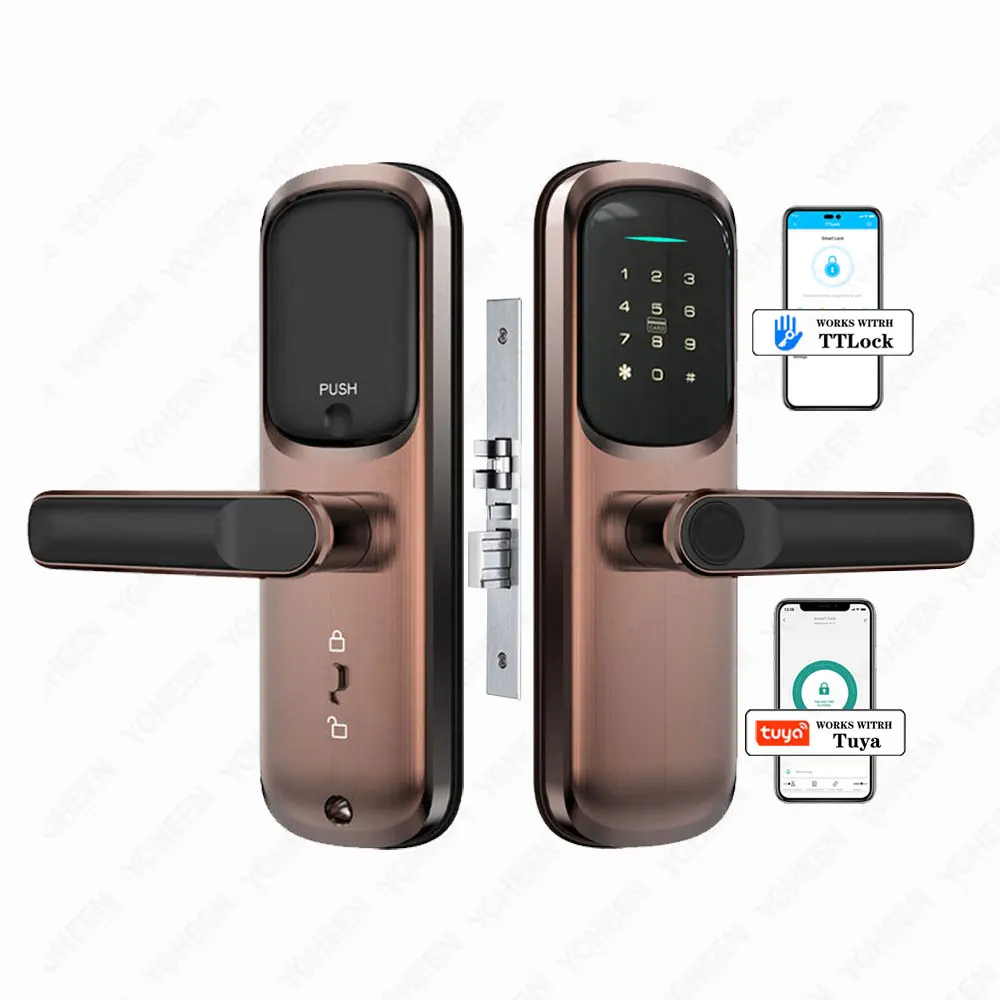 Safety APP Electric Fingerprint Card Code Combination Smart Door Lock With Touch-Screen Keypad X8