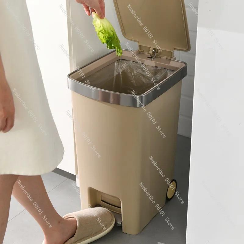 2026 Home Large Capacity Trash Can, Premium Covered Pedal Waste Bin, Simple Modern Garbage Bucket for Bathroom Kitchen Toilet