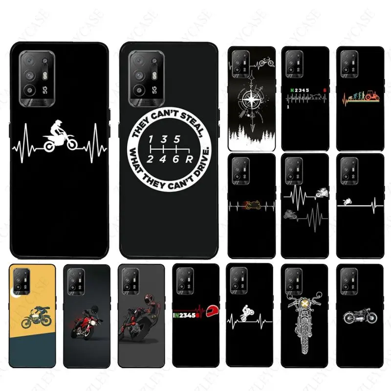 funda Motorcycle Heartbeat Phone cover For OPPO A94 A74 A9 A5 A53 A73 2020 A57 A76 A96 4G A54 A78 A95 A98 A72 5G Cases coque