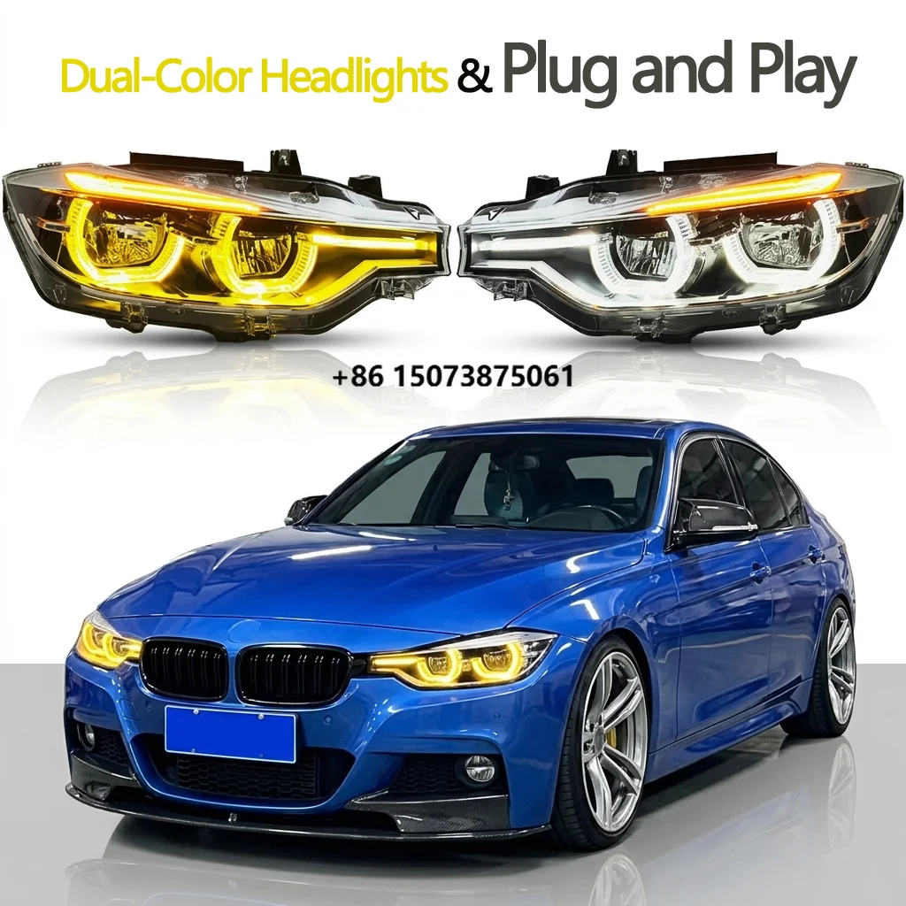 Replacement LED Headlights Assembly Compatible with  3 Series F30 F35 F80 2013-2018 IKON Style Front Lamps Plug and Play