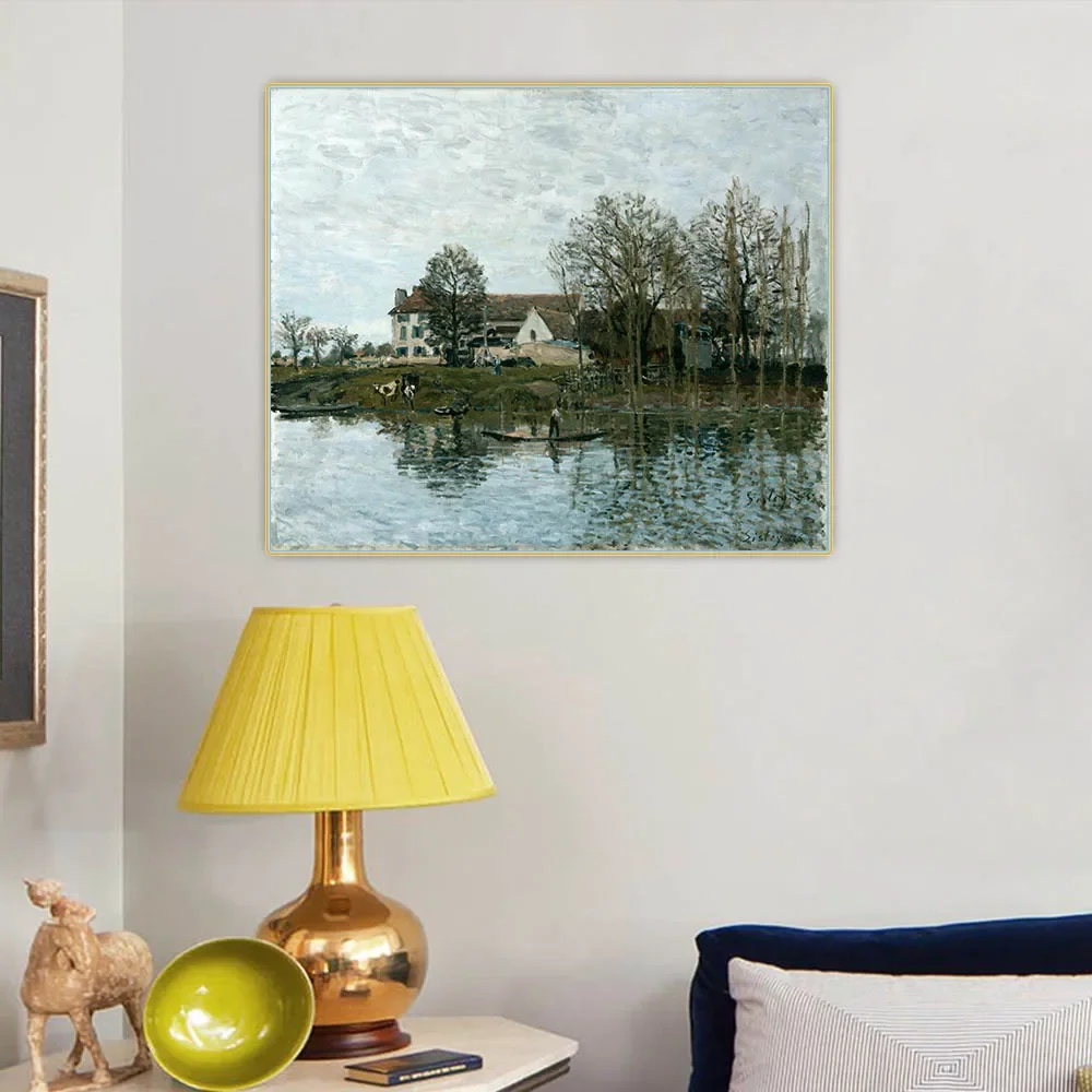 The Seine at Port-Marly by Alfred Sisley Canvas Oil Painting Aesthetics Picture Art Backdrop Wall Hanging Decor Home Decoration