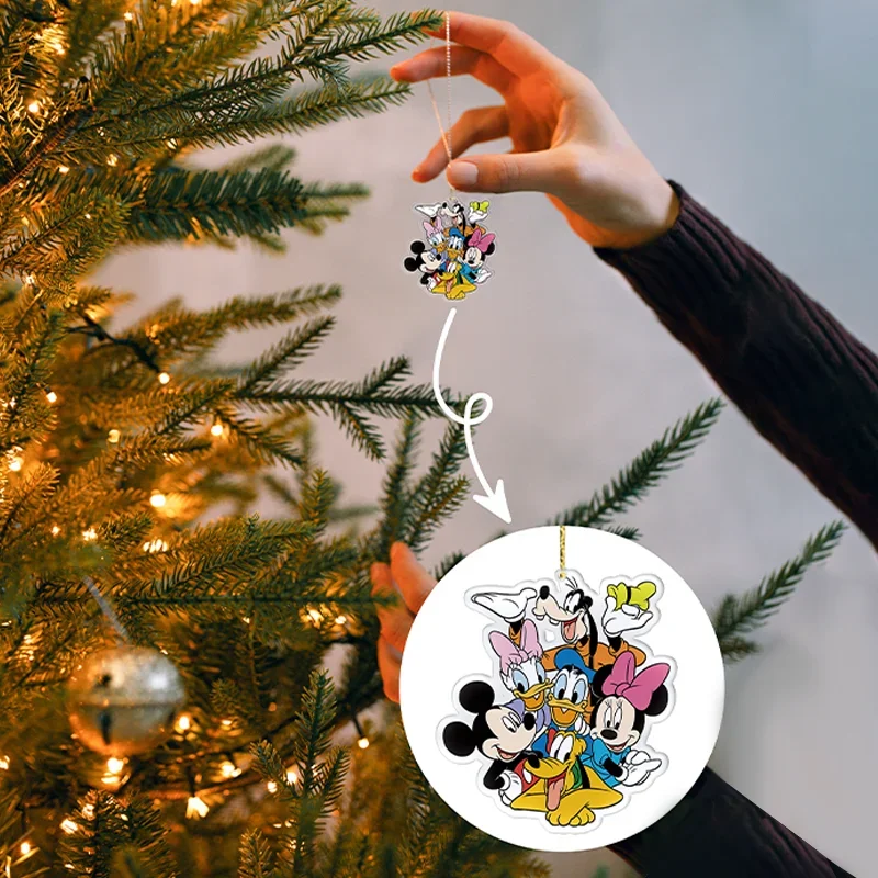 8cm Disney Christmas Tree Pendant Series Christmas Pendant Mickey Mouse Minnie Anniversary Peripheral Decoration Holiday Gifts