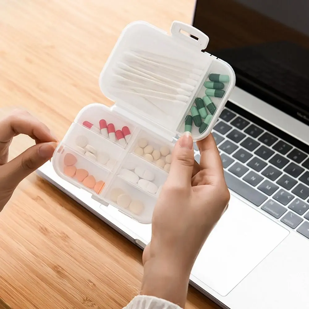 

Portable Plastic 8 Grids Pill Box Mini Moisture-proof Pill Storage Container Sealed Pills Organizer Travel