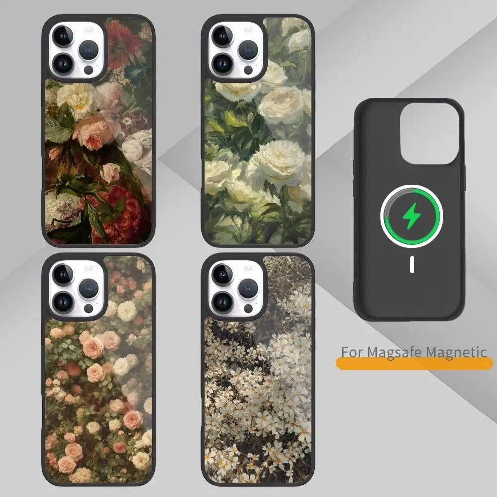 

Oil Painting Of Flowers Phone Case For iPhone17,16,15,14,13,12,11 Plus,Pro Max Magnetic Magsafe Wireless Charging