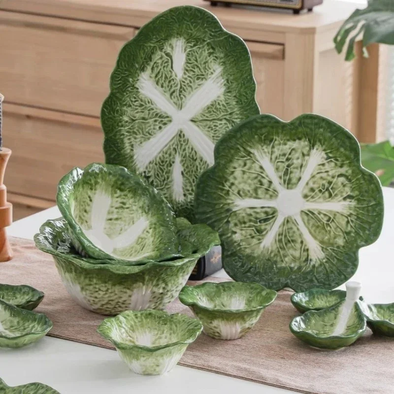 2026 Unique Cabbage Ceramic Dining Plate Dessert Bowl Soup Bowl Fish Dish Western Style Steak Plates Snack Plate Fruit Dish Sala