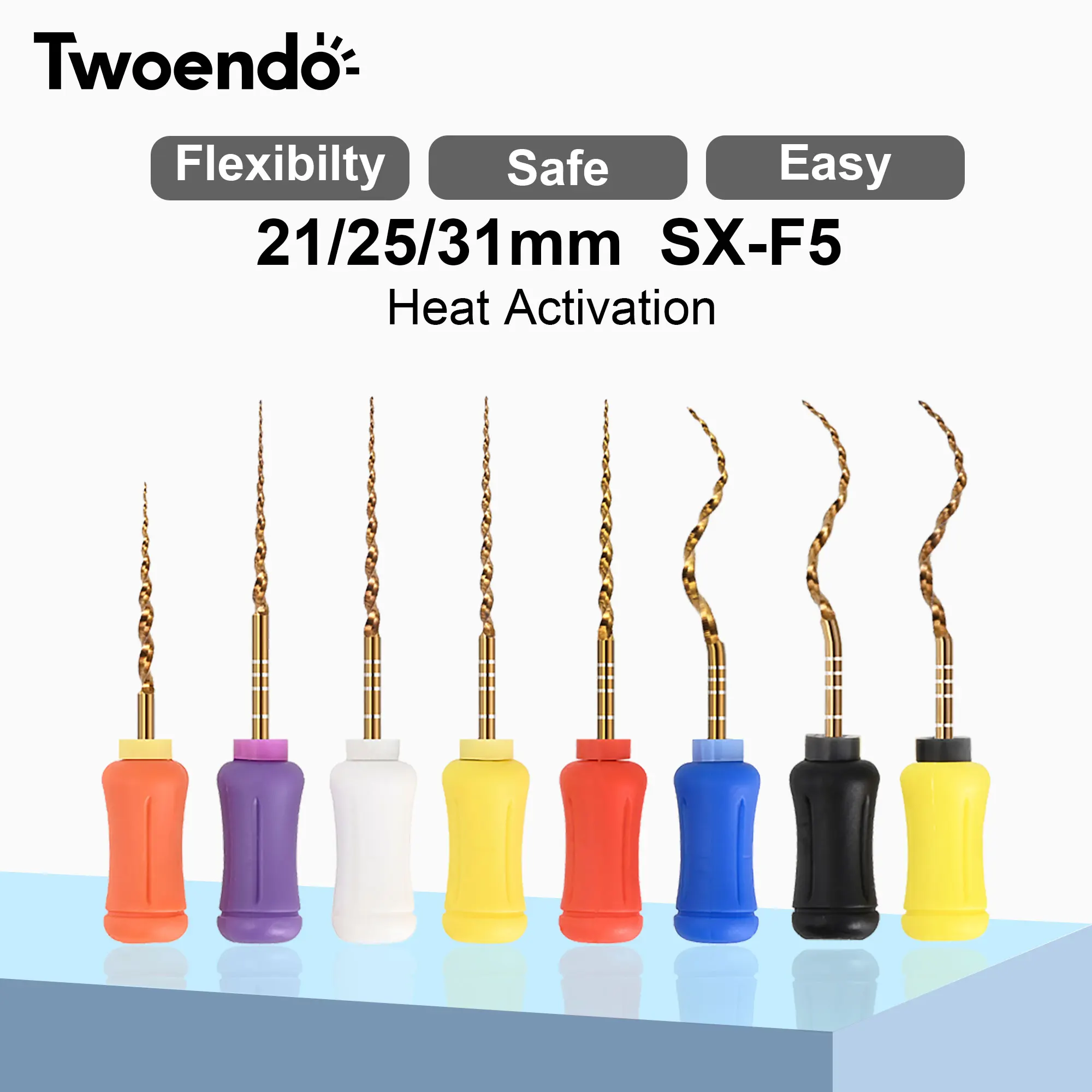 Twoendo Dental Endodontic Files Gold Taper Niti Endo Files Hand Use For Root Canal Treatment