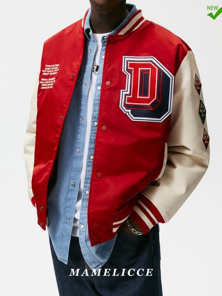 MAMELICCE Original Men's New men's retro baseball-style embroidered flight jacket. Men's fall/winter outerwear tops