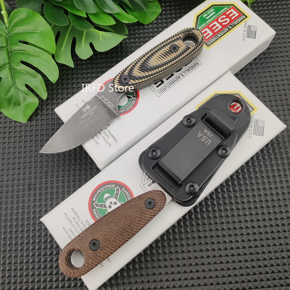 Wilderness Adventure ESEE-Izula Practical G10 Handle Fixed D2 Blade Knife with Sheath EDC Utility Tool Trekking Camping Picnic Backpacking Gear Wilderness Crafting Bud Harvest Rope Cut Package Unboxing Garden Maintenance Outdoor Weekend Tour Grass Trim