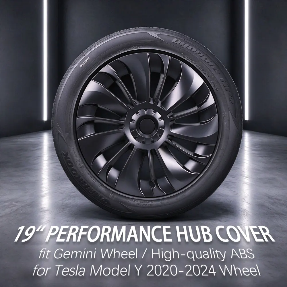 4Pcs YIKUN 19 Inch ABS Wheel Hub Covers for Tesla Model Y 2020-2024 Gemini Wheel Premium Plastic Hubcap Performance Accessories