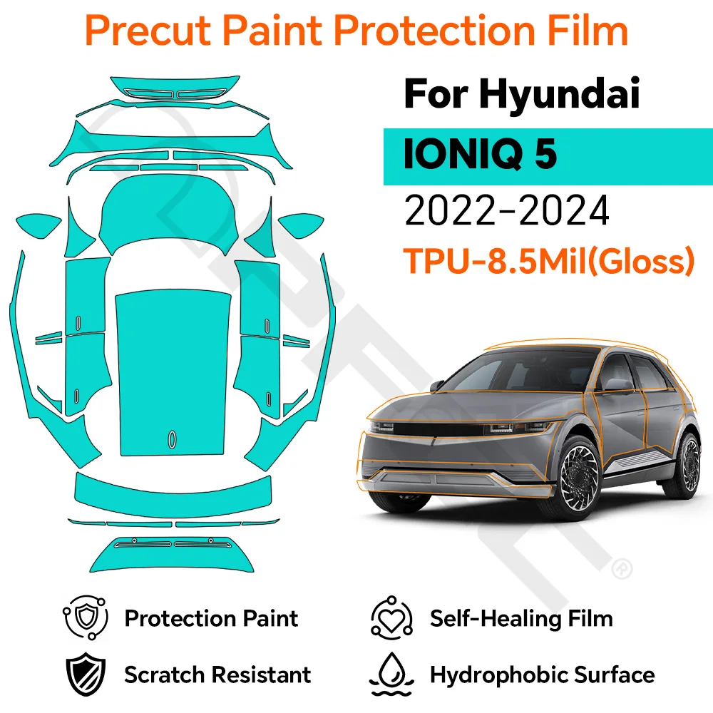 

For Hyundai IQNIQ 5 2022-2023 Clear TPU Precut PPF Paint Protection Film 8.5mil Anti-Scratch Self-Adhesive Car Exterior Wrap