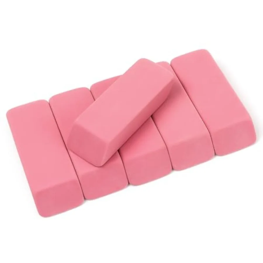 Erasers, Pink Pencil Erasers for Drawing, Artist Eraser, Large, Pack of 6
