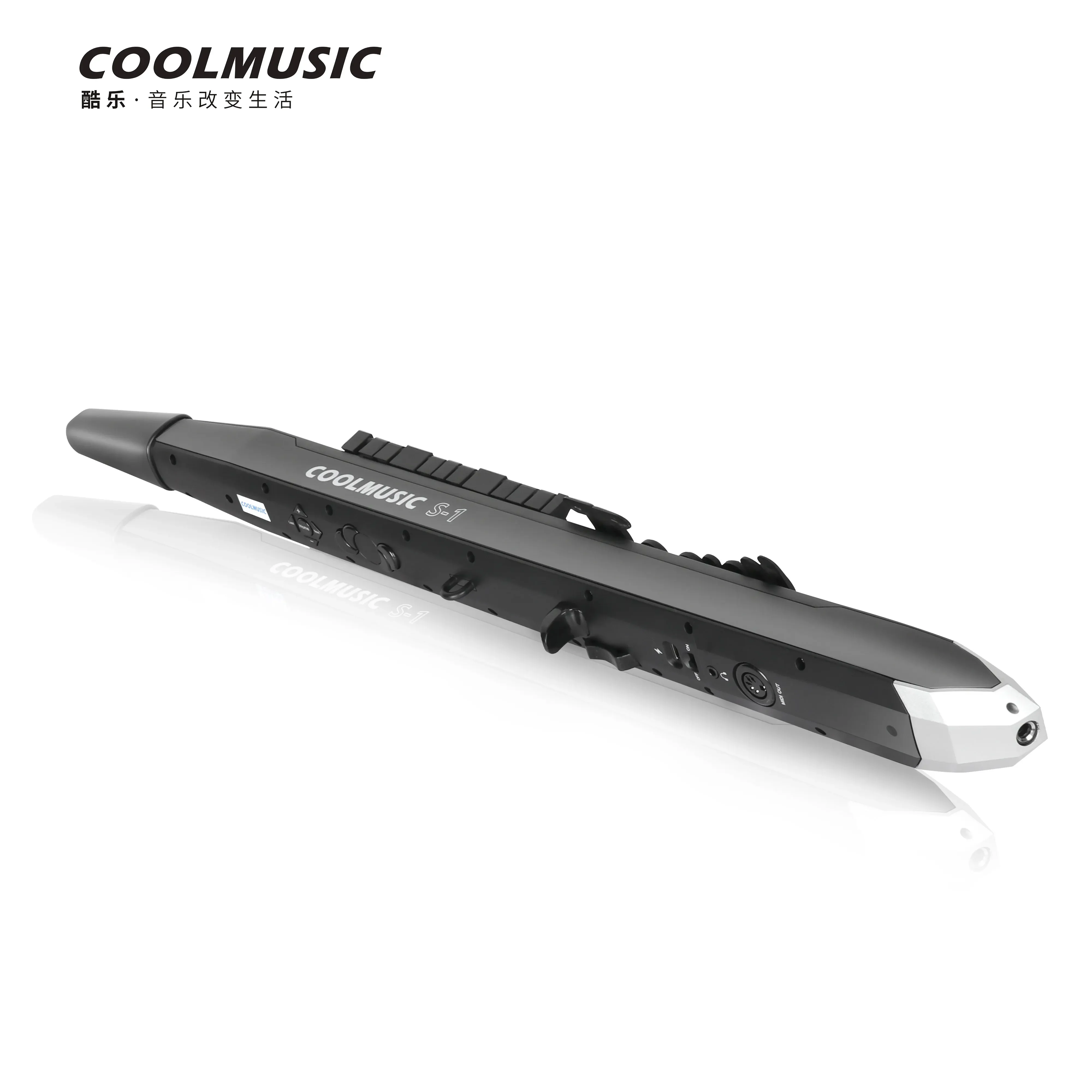 COOLMUSIC S-1 Digital Wind Instrument, Mini Electronic Wind Instrument Set with Removable Nozzle and Rechargeable Battery, Built