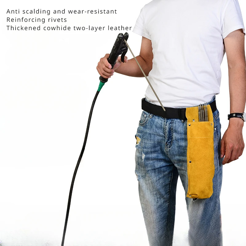 Welder Hardware Cowhide Thickened Waistband Anti Scalding and Wear-resistant Welding Rod Waist Bag Toolkit