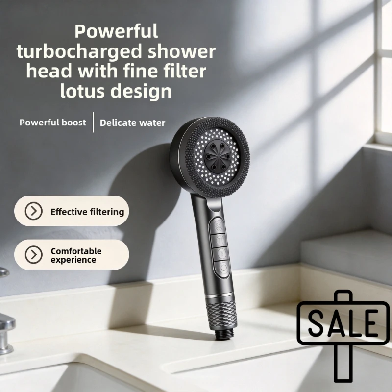 

Hand Shower for Bathroom Black Round Hand Shower Kit Set with Rain Head-held Supercharged Large Water Output Shower Head Set