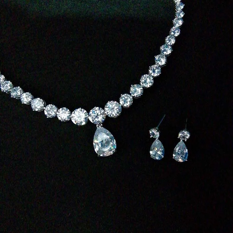 Valuable Lab Diamond Chocker Necklace White Gold Wedding Pendants Necklaces For Women Bridal Promise Jewelry