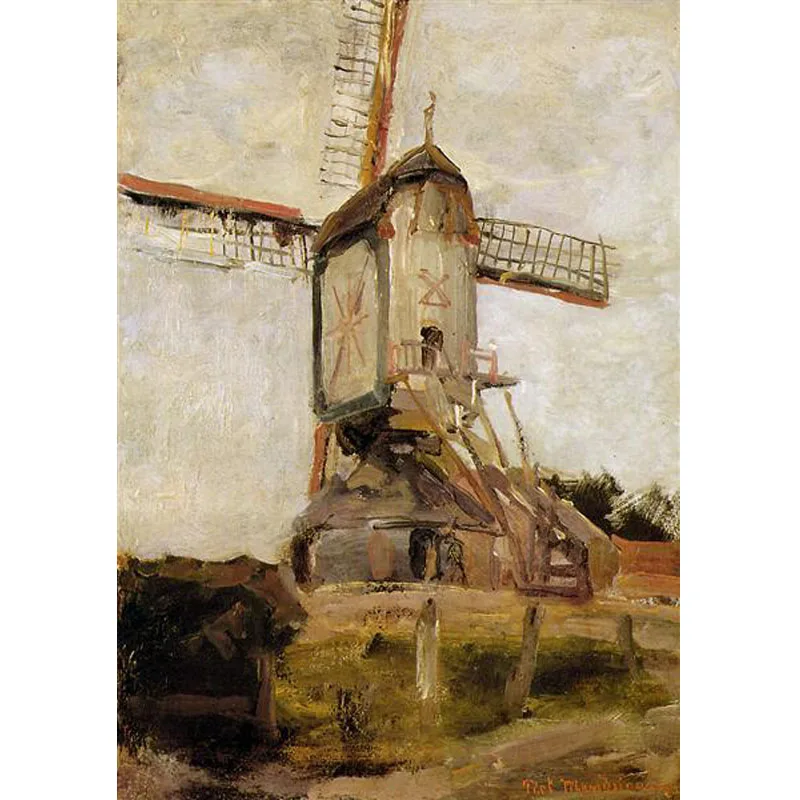 100% handmade famous Oil Painting reproduction on linen canvas,Mill of Heeswijk Sun by Pieter Cornelis Mondriaan,Museam Quality